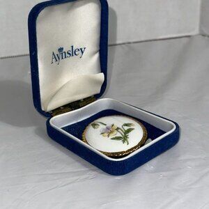 Aynsley Fine English Bone China Flower and Goldtone Vintage Brooch